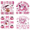 SUPERDANT 4PCS DTF Transfer Ready to Press Iron On Decals for Breast Cancer - style: In October We Wear Pink