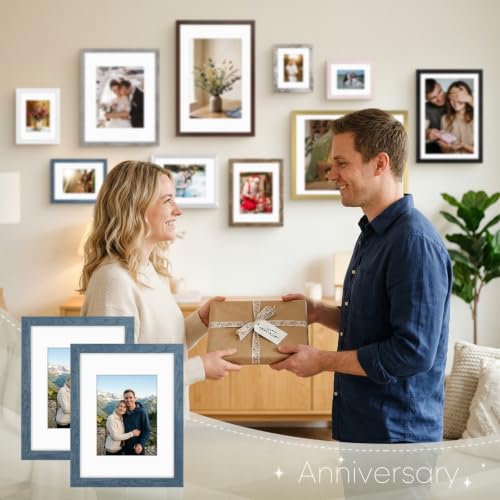 Golden State Art 9x12 Blue Picture Frame Mat for 6x8 Real Glass - color: Blue, size: 9x12