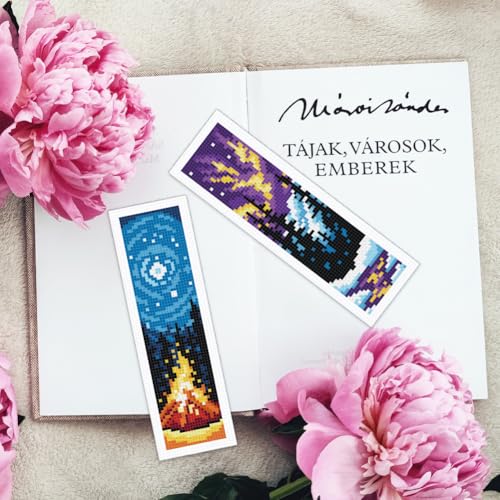 INFUNLY 6PCS Scenery Cross Stitch Bookmark Kit for Beginners 8.66"×3.15" Beach Stamped Embroidery Bookmark Kit Mountain Needlepoint Bookmark Kit with Instruction for Book Lovers Reader Writers - style: Fantasy Scenery