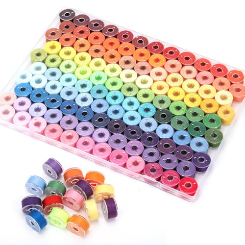 120 Pcs Pre-Wound Bobbins Sewing Thread 120 Colors (Rainbow) - color: Rainbow