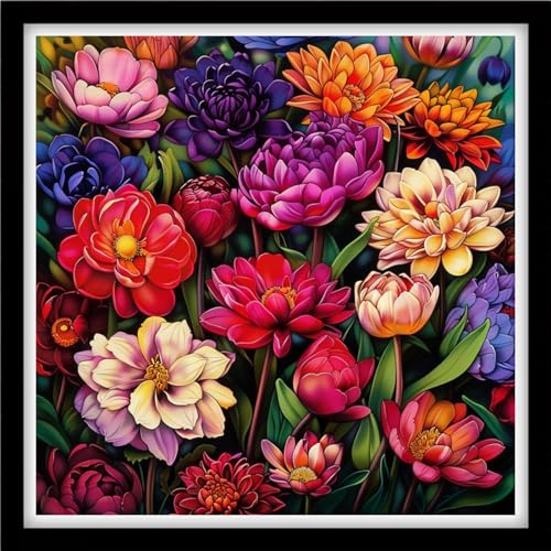 Fanxvivy Counted Cross Stitch Kits for Adults 11CT Unprinted Cross-Stitch Patterns Embroidery Kits Easy Cross Stitching Needlepoint Kits-Colorful Flowers 18x18 inch - color: DIYcraft07