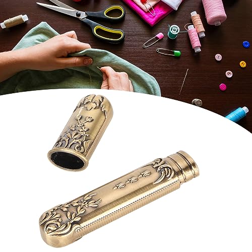 Vintage Sewing Needle Holder Case – Zinc Alloy Magnetic Needle Storage Box for Hand Sewing, Portable Small Organizer for Buttons, Pins, Thread, Travel Sewing Kit, Retro Women