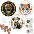 Nuberlic 3 Pack Sugar Skull Embroidery Kit for Beginners, Day of the Dead - color: Day of the Dead