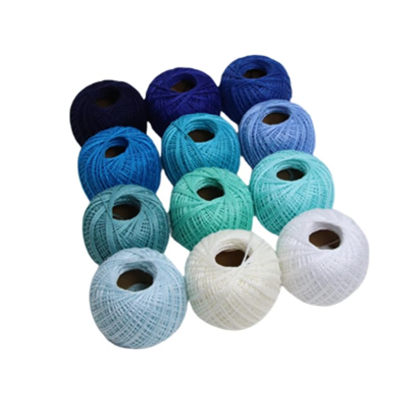 KCS Mercerized Pearl Cotton Thread Size 8 Crochet Needlework Embroidery Threads Ball (12, 12balls03) - color: 12balls03