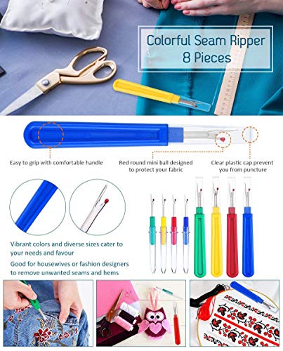 Onwon 8 Pieces Seam Rippers with 1 Piece U Scissors, 4 Big and 4 Small Handy Stitch Ripper Sewing Tools, Thread Remover Kit for Removing Unwanted Hems and Seams