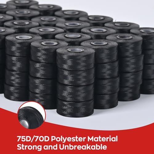 Poolin Black Magsnap Prewound Bobbins,Style L (SA155) - color: Black 70D 144PCS