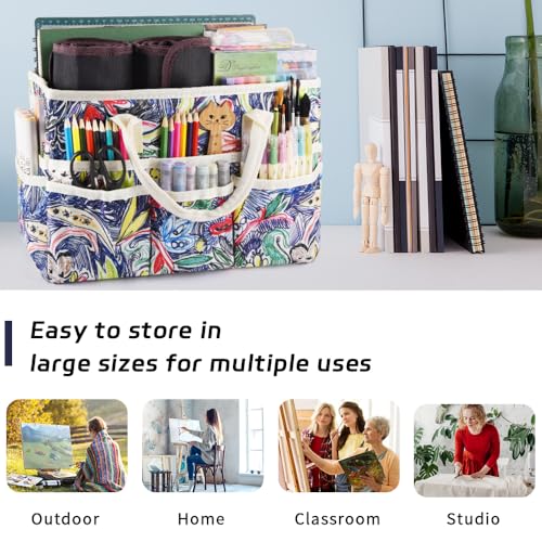 Craft Organizer Tote Bag with Multiple Pockets,Scrapbooking Art Storage - color: Line Drawing