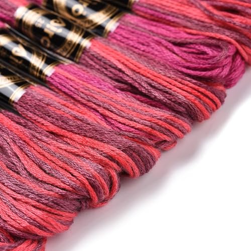 10 Skeins FireBrick 0.5mm 6-Ply Polyester Embroidery Floss Cross Stitch Threads Segment Dyed Gradient for DIY Craft Hand Sewing Knitting DIY Crafts Jewelry Making 8.75 Yards(8m)/Skein - color: Firebrick