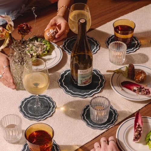 Linen Coasters for Drinks, Set of 6, 6 inch, Pewter - color: 1263 - Pewter, size: 6 inches
