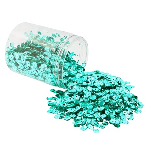 Mandala Crafts 6mm Cup Round Turquoise Sequins for Sewing Embroidery - color: Turquoise, size: 6mm Cup Sequins