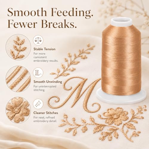 Simthread Embroidery Machine Thread 5000M 40WT Polyester, Conch Shell S012 - color: ConchShellS012