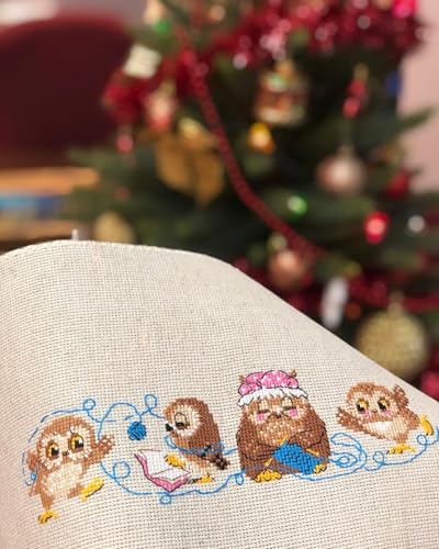 RIOLIS 1936 Owl Family Counted Cross Stitch Kit 9.5 x 3.25 in - style: The Owl Family 1936