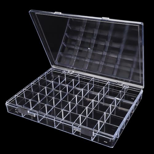 Noverlife 36 Grids Clear Plastic Organizer Box, Bead Storage Organizer Box - size: 36 Grids - 1 Pack