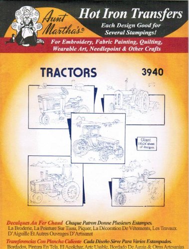 Aunt Martha's Farm Tractors Hot Iron Embroidery Transfer