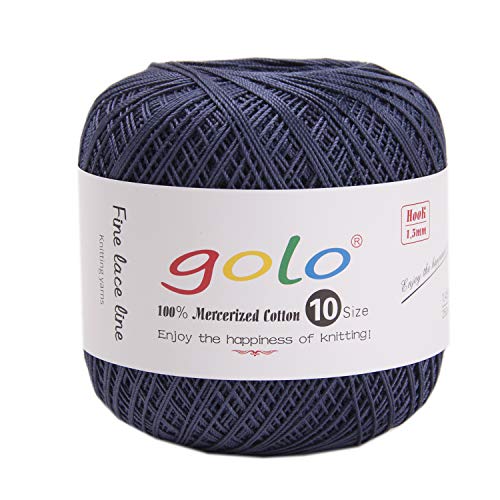 golo Crochet Thread Yarns for Begingers Size10 Navy Blue Yarn 357 - color: 357 Navy Blue