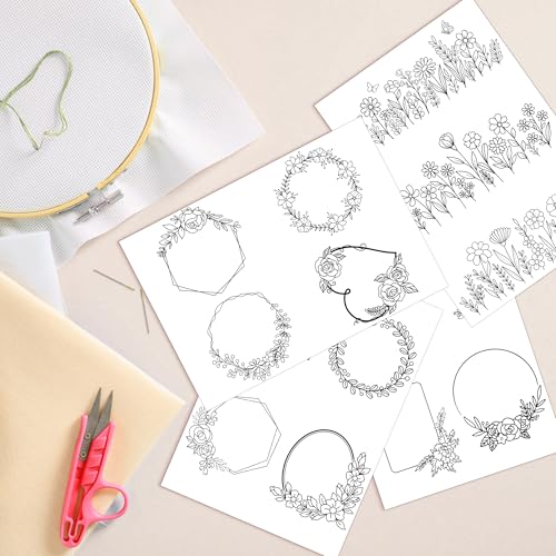 Water Soluble Embroidery Patterns, Stick and Stitch Paper for Sewing - style: Flowerframe1553