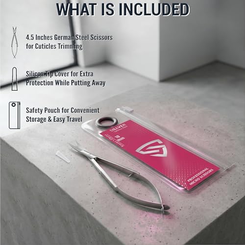 SILLVER Cuticle Scissors Extra Fine Curved Eyebrow Scissors - size: Slim 3-0.5mm Blade Width