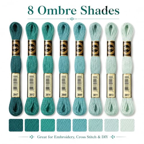 FASHEWELRY 70 Yards Handmade Polyester Embroidery Floss Crewel Cross Stitch Threads 0.5mm 6-Ply Embroidery Thread Bulk for Beginners Adult DIY Sewing Knitting Supplies (Light Sea Green) - color: Light Sea Green, size: 0.5mm