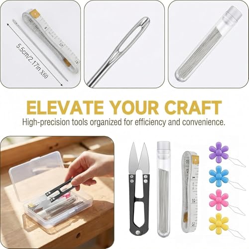 floatingsnow 60 Pcs Beading Needles for Jewelry Making, Size 10 Straight Fine Seed Beads Needles with Scissors and Threader for Beading, Embroidery