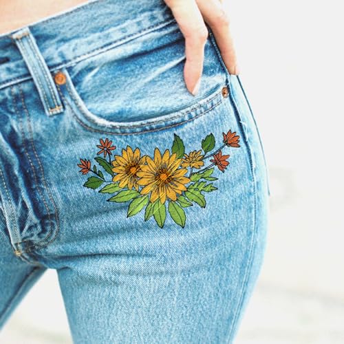 ORIGACH 4 Sheets Water Soluble Embroidery Patterns Stabilizers - Pre-Printed 4 Styles Corner Flowers Designs - Stick & Stitch Embroidery Paper for Hand Sewing Lovers - color: Corner Flowers