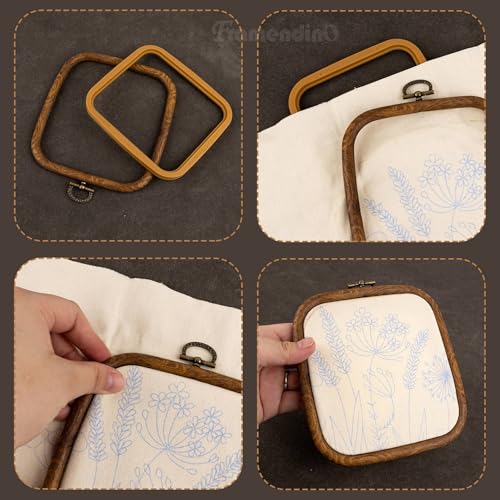 Framendino, 3 Pack Imitation Wood Embroidery Hoops Cross Stitch Craft Hoop Frame for Birthday 3.74"x4.33" - size: 3.74" x 4.33"