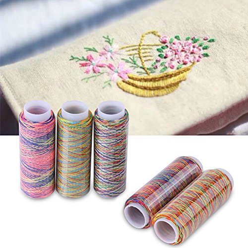 5pcs Multicolor Gradient Sewing Quilting Embroidery Thread Spools Garment Accessory, Polyester, Multicolor