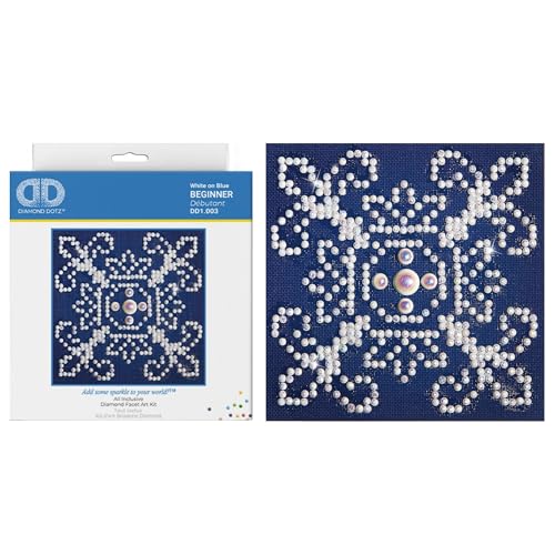 DIAMOND DOTZ White on Blue Pattern Diamond Painting for Adults with Gems