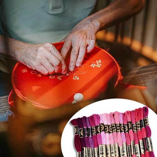 18 Skeins 6 Strands Pink Embroidery Thread Floss for Hand Sewing - color: Pink