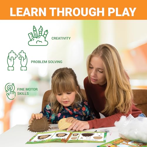 Craftorama Sewing Kit for Kids, Fun and Educational Wild Animal Craft Set for Boys and Girls Age 7-12, Sew Your Own Felt Animals Craft Kit for Beginners, 165 Piece Set - color: Wild Animals
