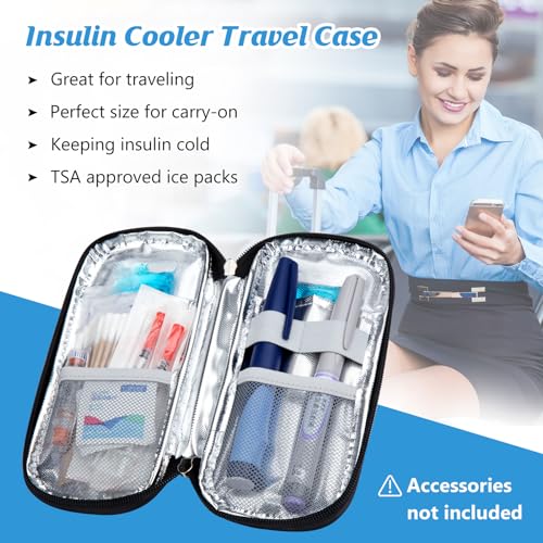 YOUSHARES Insulin Cooler Travel Case - Portable Refrigerated Medicine Case for Insulin Pen, Medication and Diabetic Supplies with 2 TSA Approved Ice Pack - color: Silver Lotus