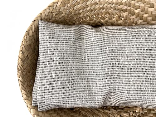 100% Linen Fabric – Lightweight Prewashed – Horizontal Stripe Patterns – Precut Style – Soft & Breathable – 52” Width – by The Linen Lab (Green & Beige 6377, 3 Yard pre Cut) - color: Green & Beige 6377, size: 3 yard pre cut