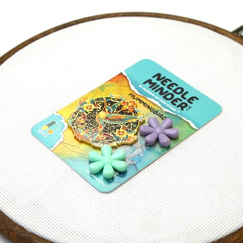 Awesome Pattern Studio Needle Minder Set – Hummingbird Magnetic Needle Minder + 2 Needle Threaders. Enamel Pin for Cross Stitch, Embroidery and Craft - size: Hummingbird Set #1