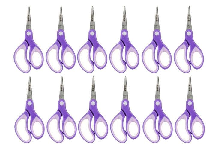 Scotch 5" Soft Touch Blunt Kid Scissors, Purple, 12 Count, Teacher's Pack - size: 12 count - pointed