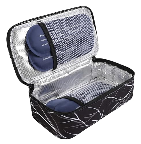 ALLCAMP Insulin Cooler Travel Case Diabetic Medication Cooler with 4 Ice Pack - Medical Cooler Bag Portable and Reusable Black White(9X 4.72x 3.14 inches) - color: Black White