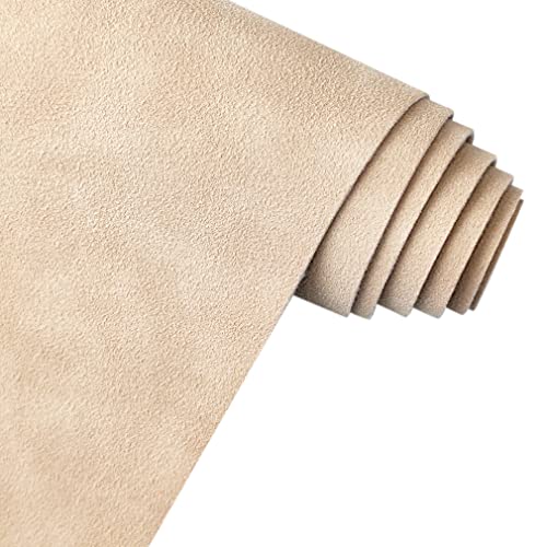 Beige Pink Soft Faux Suede Fabric 30x135cm Synthetic Faux Leather Frosted Leatherette for Backpacks Handbags Sewing Crafts - color: Beige