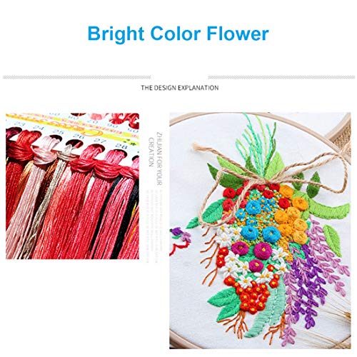 Konrisa Stamped Embroidery Kit with Pattern Floral DIY Sewing Cross Stitch Kits for Adult Flowers Plants Embroidery Starter Kit with Embroidery Floss,Hoops,Color Thread,Needle,Instruction,Set of 2 - color: Spikes