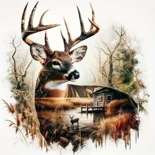 niurenmaoyi Stamped Cross Stitch Kits for Beginners,Counted Embroidery Craft Kits for Adults,Needlepoint Kits for Adults,Deers Wall Art 13.8X13.8In - color: Cross Stitch Kits1215-04