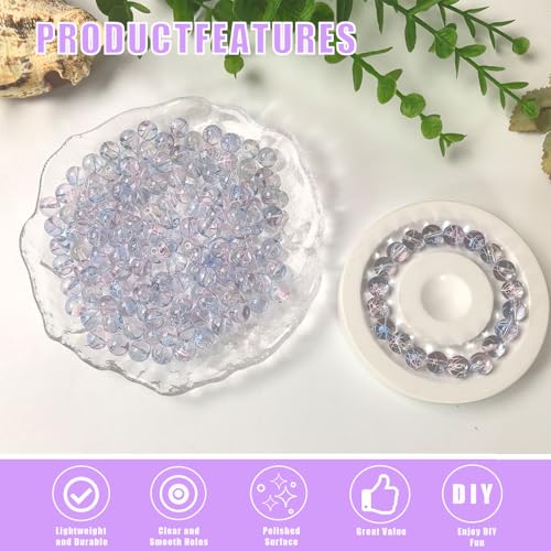8mm Hand-Drawn Glass Beads Bulk 200pcs Blue Pink Round - color: Blue&Pink 8mm