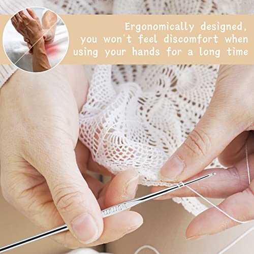 22 Pcs Crochet Hooks Set, Ergonomic Lace Crochet Hook Knitting Needles - size: 22 PCS