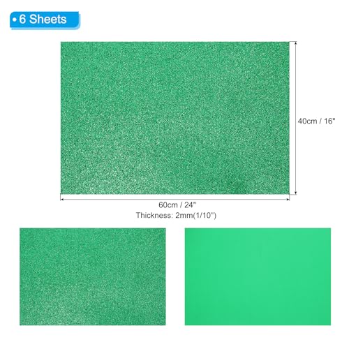 PATIKIL 2mm(1/10") Thick Non Adhesive Glitter Foam Sheet 16x24inch(40x60cm) Dark Green, EVA Shiny Foam Board for Craft, 6 Pcs - color: Dark Green
