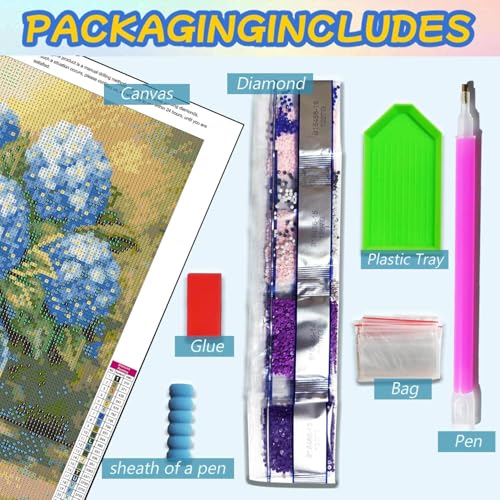 Dugsmgd Flowers Diamond Art Kits for Adults, Diamond Painting 12 X 16 Inch - color: Hydrangea
