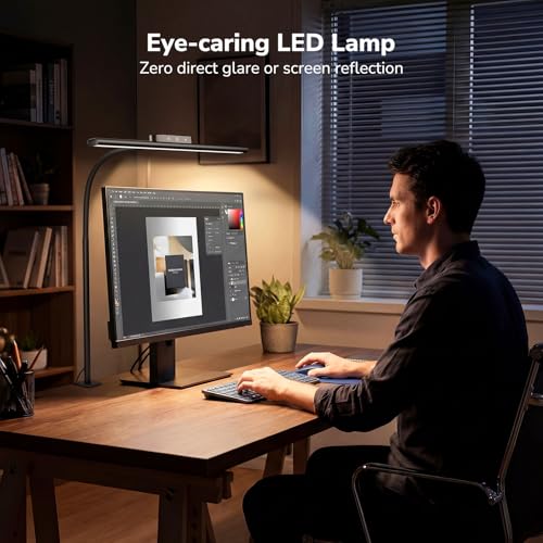 Lepro Led Desk Lamp for Home Office, Desk Light with Clamp, 11W 700LM Black - color: Black