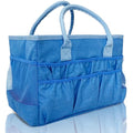 Cupohus Craft Organizer Tote Bag – Craft Caddy with 2 Mesh Side Pockets & Front Elastic Pockets, Foldable Large Capacity Supply Storage Bag for Sewing, Knitting, Painting, and Travel (Blue) - color: Blue