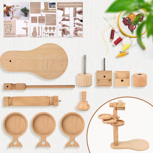 Embroidery Hoop Stand, Rotated Wooden Embroidery Holder