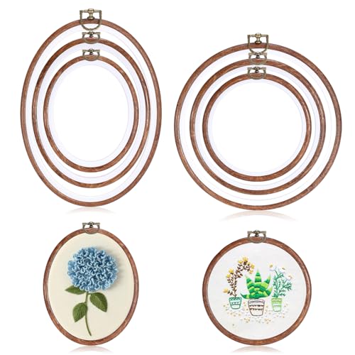 OwnMy 6 Embroidery Hoops with Hanging Rings, Embroidery Frames for Display