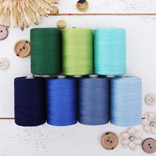 ThreadArt Cotton Quilting Thread Set, 1000M 50/3, 7 Ocean Color Spools - color: 7 OCEAN COLORS