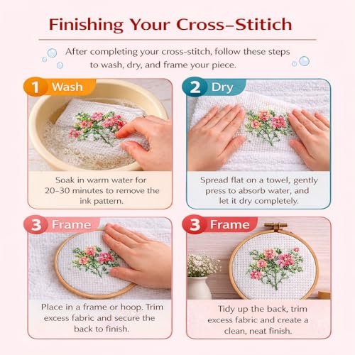 Cross Stitch Kits - Cute Jellyfish Series | Beginner DIY Embroidery Kit with 11CT Fabric & Vibrant Threads | DIY Mindful Gift for Home/Office Decor 9.45 x 9.45 Inch-3-28