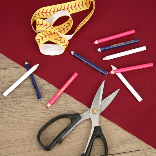 12pcs Fabric Pencil for Sewing, Sewing Washable Pencil (Blue, Pink, White) - color: Blue, Red, White