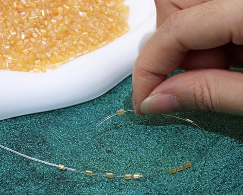 Glass Bugle Tube Mini Seed Beads 1400Pcs/30g 2 * 3mm Small Craft Loose Spacer Beads for DIY Bracelets Necklace Earring Jewelry Making (Gold) - color: Gold