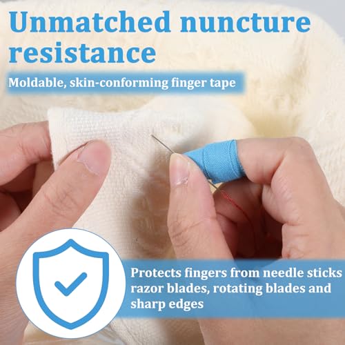 3 Rolls Thimble Tape for Hand Sewing, Self-Adhesive Cotton Finger Protector, Breathable Finger Tape Adjustable Knitting Bandage for Quilting, Embroidery DIY Crafts (Blue, Green, Purple Red) - color: Blue, Green, Purple Red